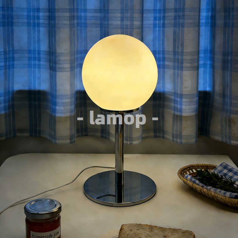 Decor Lighting Table Lamps - Milky White Solid Globe Chrome Thin