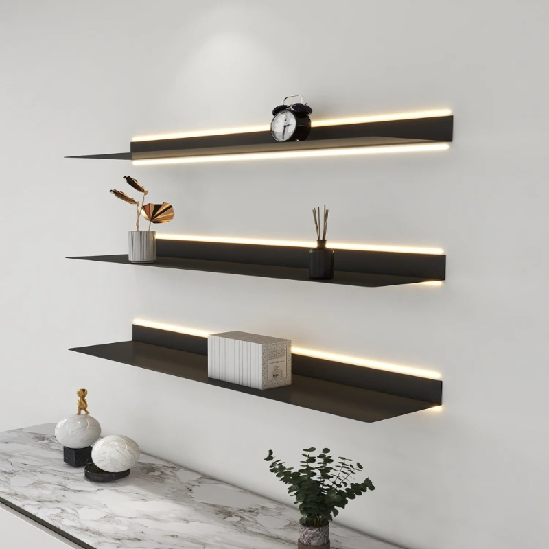 Lighting Metal Wall Decor - ‌LED Illuminated Metal Shelf Wall Mounted