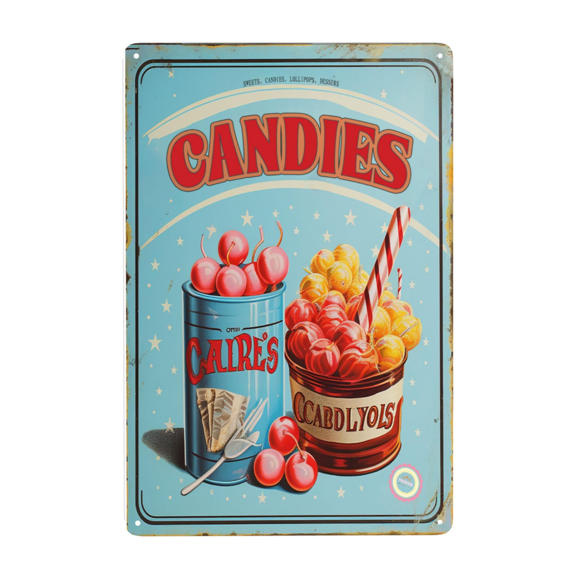 Lighting Metal Wall Decor - Decor ;; Candies Tin Signs,Light Blue