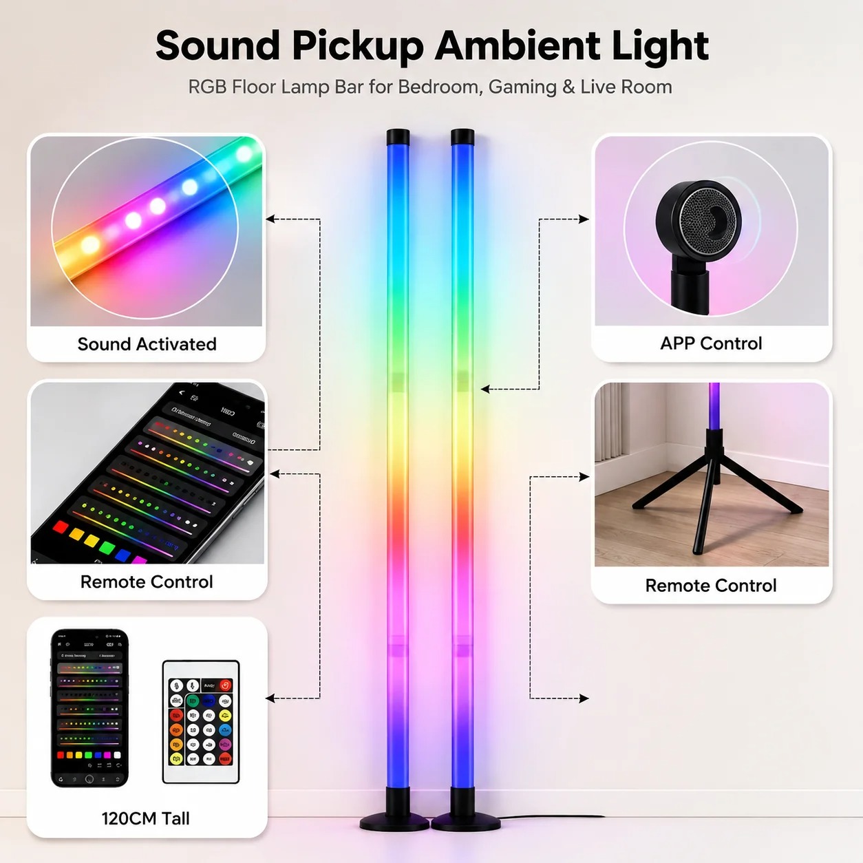 2 Pack RGB LED Corner Floor La - Room Decor Lighting Lamp ulasan dan harga
