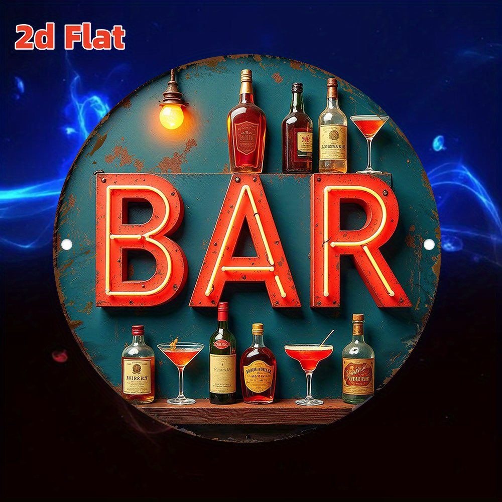 2D Metal Sign, Vintage Neon Ba - Lighting Metal Wall Decor ulasan dan harga