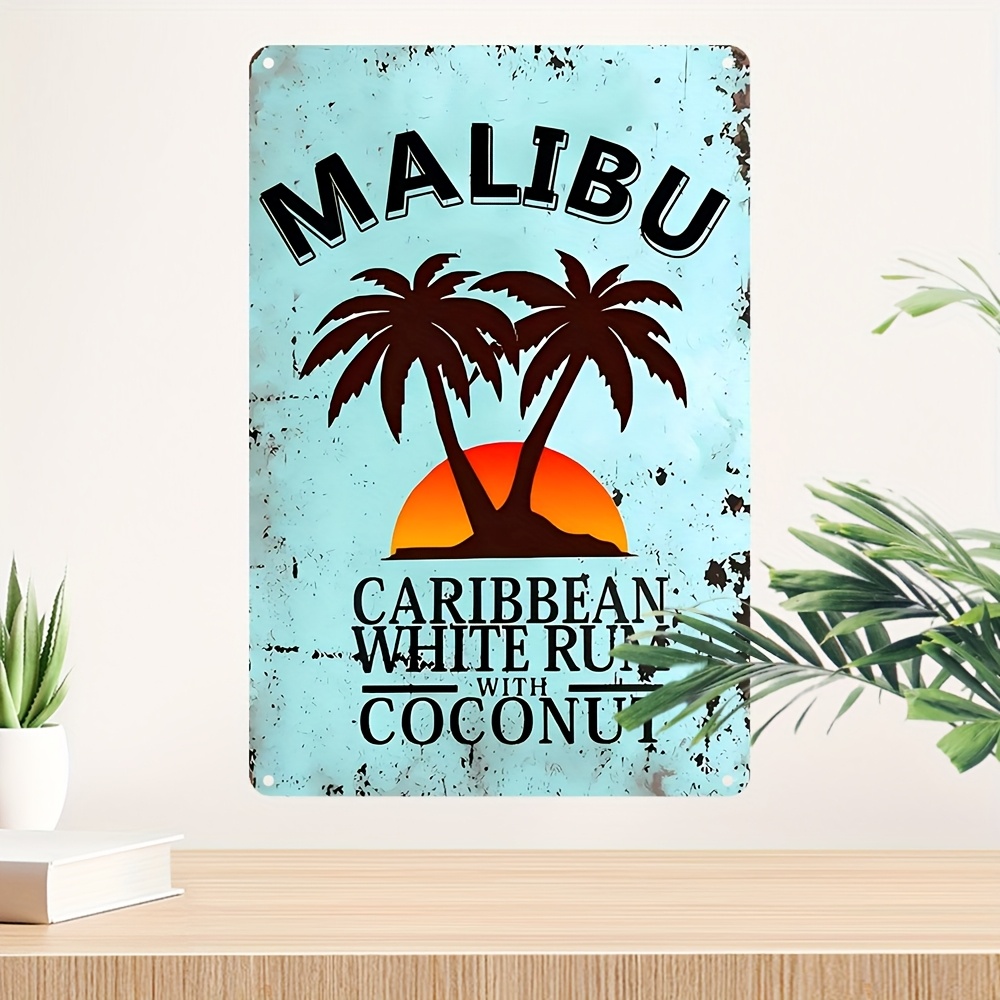 Vintage Malibu Coconut Rum Met - Lighting Metal Wall Decor ulasan dan harga