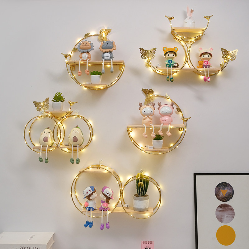 No Drill Wall Mounted Shelf Li - Lighting Metal Wall Decor ulasan dan harga